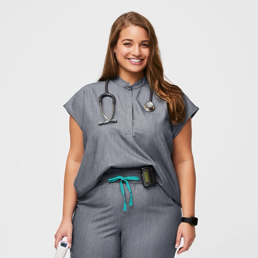 FIGS Graphite Rafaela Oversized Scrub Top - Picture 3 of 8